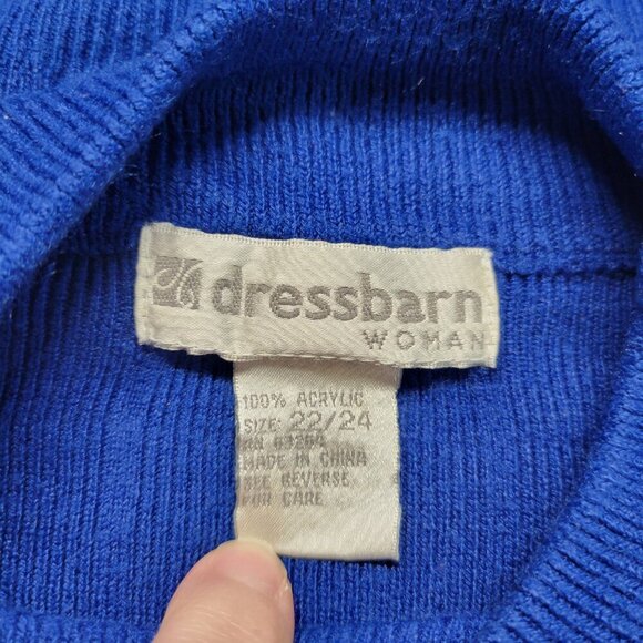 Dressbarn 22/24 Deep Blue Medium Weight Longsleeve Checked Turtleneck Sweater - Picture 8 of 9